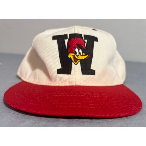 Vintage Woody Woodpecker Hat Cartoon Cap Universal Studios Red and White FLAW - Picture 1 of 8
